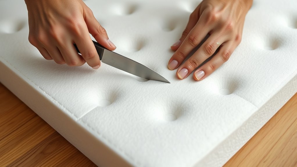 cutting a memory foam mattress