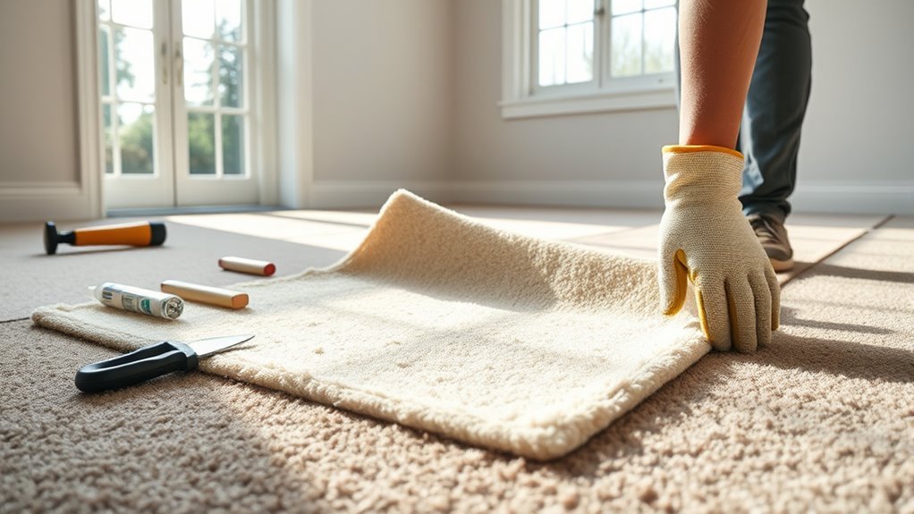 lay carpet onto existing carpet