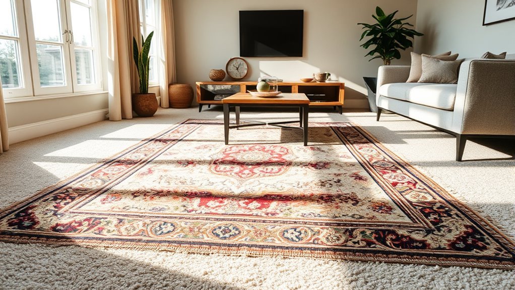 layering rugs over carpets