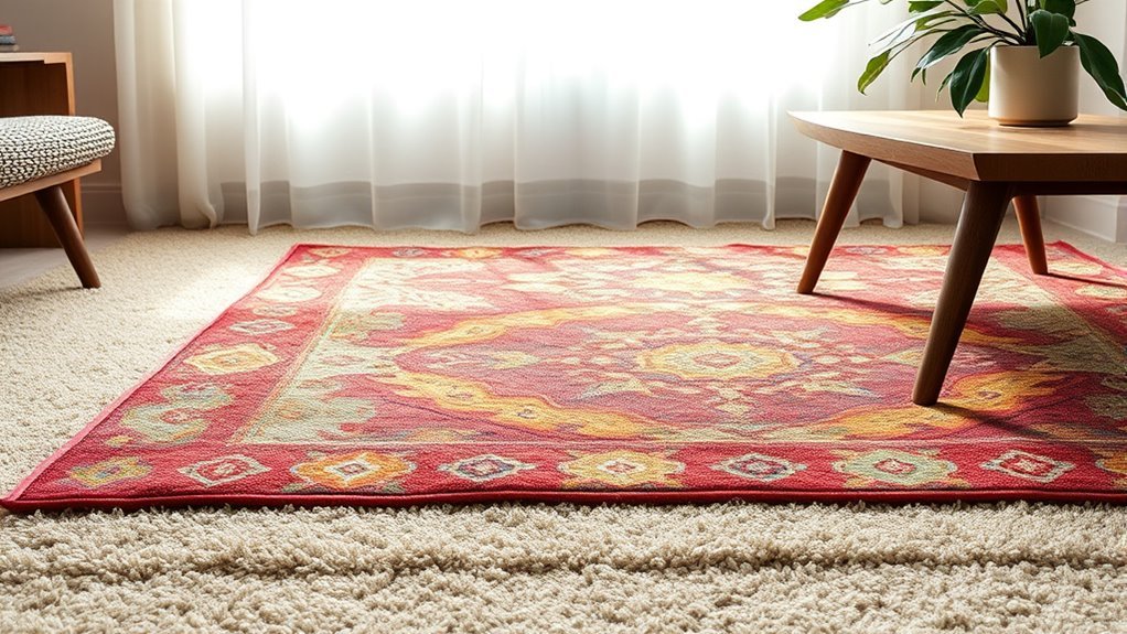 placing rug over carpet