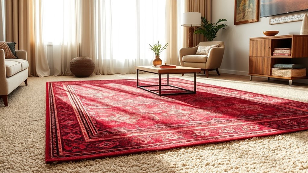 placing rugs over carpet