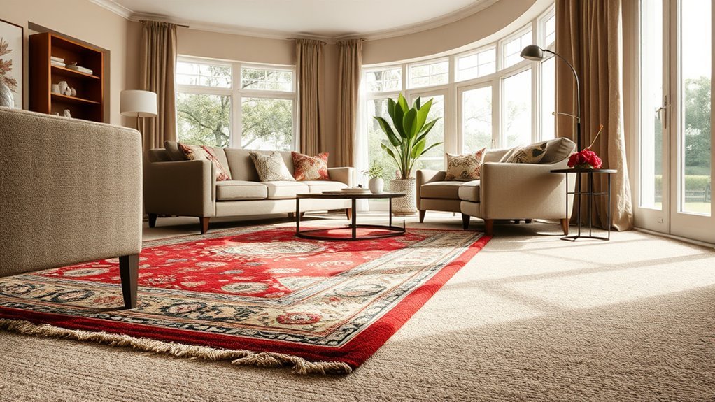 rug placement over carpet